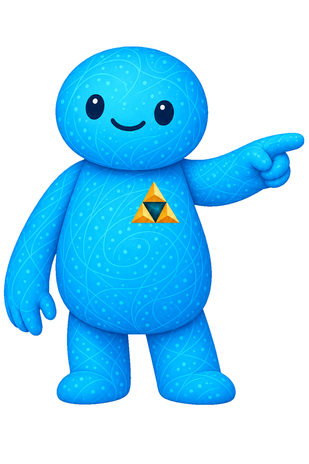 Triforce mascot pointing toward the transformation journey