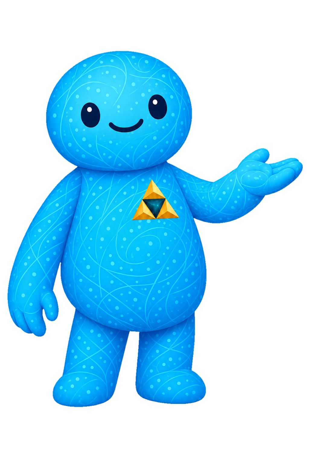 Triforce mascot presenting the service options